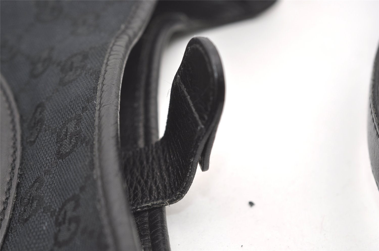 Authentic GUCCI Vintage Shoulder Hand Bag GG Canvas Leather 145778 Black 9864I