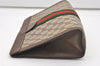 Authentic GUCCI Web Sherry Line Clutch Hand Bag Purse GG PVC Leather Brown 9866I