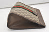 Authentic GUCCI Web Sherry Line Clutch Hand Bag Purse GG PVC Leather Brown 9866I
