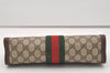 Authentic GUCCI Web Sherry Line Clutch Hand Bag Purse GG PVC Leather Brown 9866I