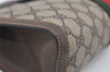 Authentic GUCCI Web Sherry Line Clutch Hand Bag Purse GG PVC Leather Brown 9866I