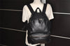 Authentic SAINT LAURENT Vintage City Backpack Leather Canvas Black 9866J