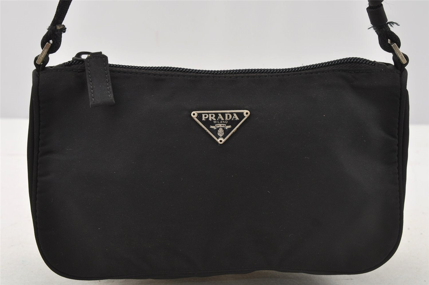 Authentic PRADA Vintage Nylon Tessuto Hand Bag Pouch Purse Black 9867I