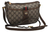 Auth GUCCI Web Sherry Line Shoulder Cross Bag GG PVC Leather Brown Junk 9869J
