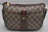 Auth GUCCI Web Sherry Line Shoulder Cross Bag GG PVC Leather Brown Junk 9869J