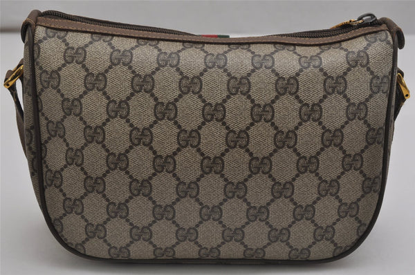 Auth GUCCI Web Sherry Line Shoulder Cross Bag GG PVC Leather Brown Junk 9869J