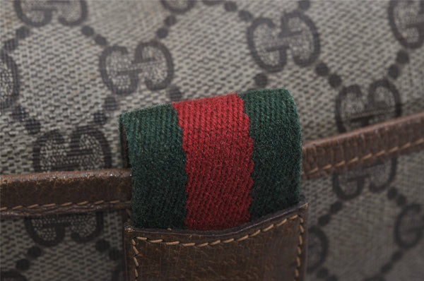 Auth GUCCI Web Sherry Line Shoulder Cross Bag GG PVC Leather Brown Junk 9869J
