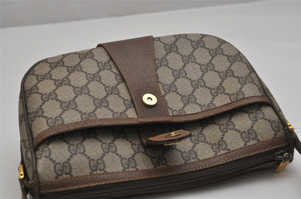 Auth GUCCI Web Sherry Line Shoulder Cross Bag GG PVC Leather Brown Junk 9869J