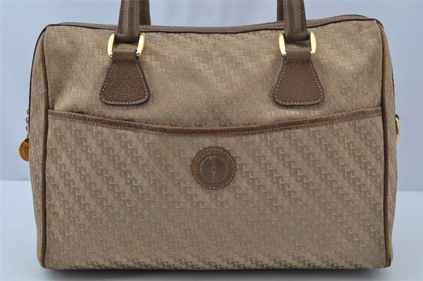 Authentic GUCCI 2Way Hand Boston Bag Purse GG Canvas Leather Beige 9872I