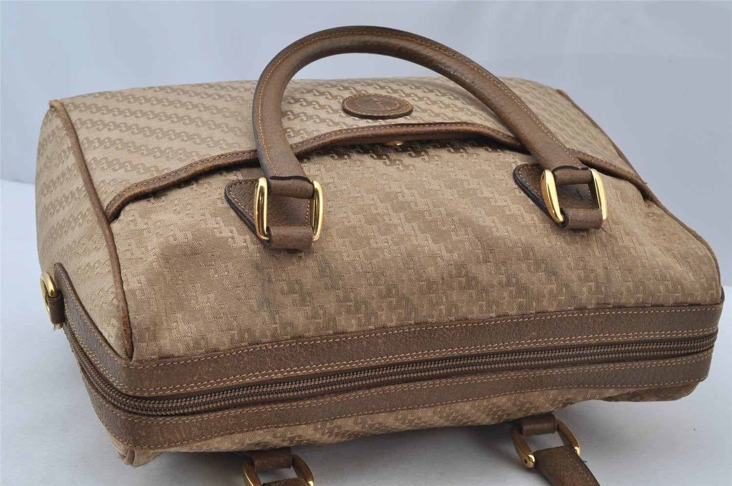 Authentic GUCCI 2Way Hand Boston Bag Purse GG Canvas Leather Beige 9872I