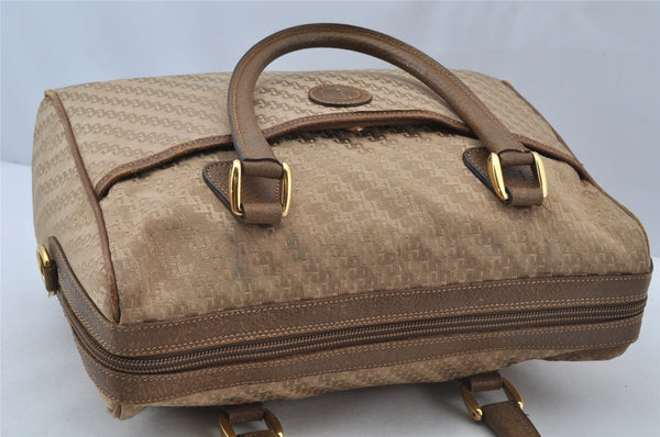 Authentic GUCCI 2Way Hand Boston Bag Purse GG Canvas Leather Beige 9872I