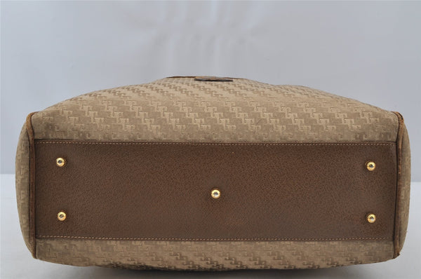 Authentic GUCCI 2Way Hand Boston Bag Purse GG Canvas Leather Beige 9872I