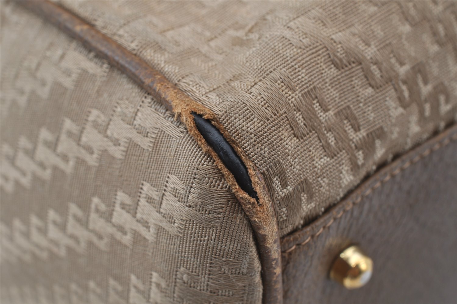 Authentic GUCCI 2Way Hand Boston Bag Purse GG Canvas Leather Beige 9872I