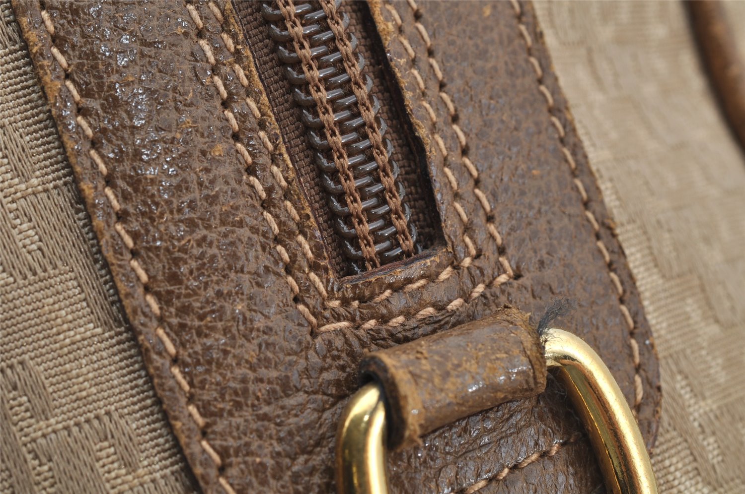 Authentic GUCCI 2Way Hand Boston Bag Purse GG Canvas Leather Beige 9872I