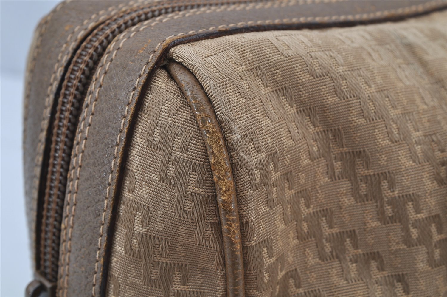 Authentic GUCCI 2Way Hand Boston Bag Purse GG Canvas Leather Beige 9872I