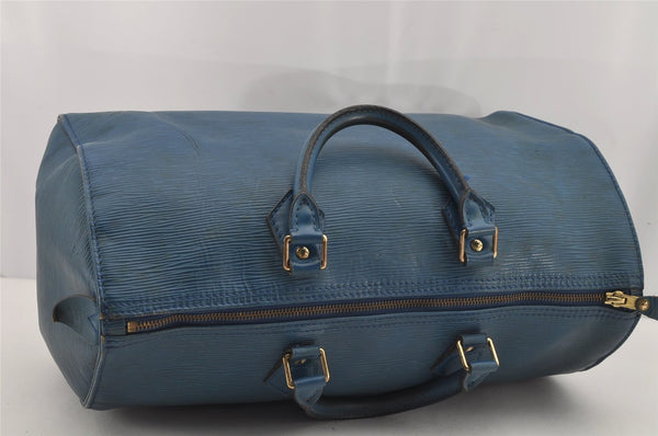 Authentic Louis Vuitton Epi Speedy 35 Hand Boston Bag Blue M42995 LV 9872J