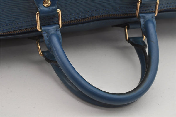 Authentic Louis Vuitton Epi Speedy 35 Hand Boston Bag Blue M42995 LV 9872J