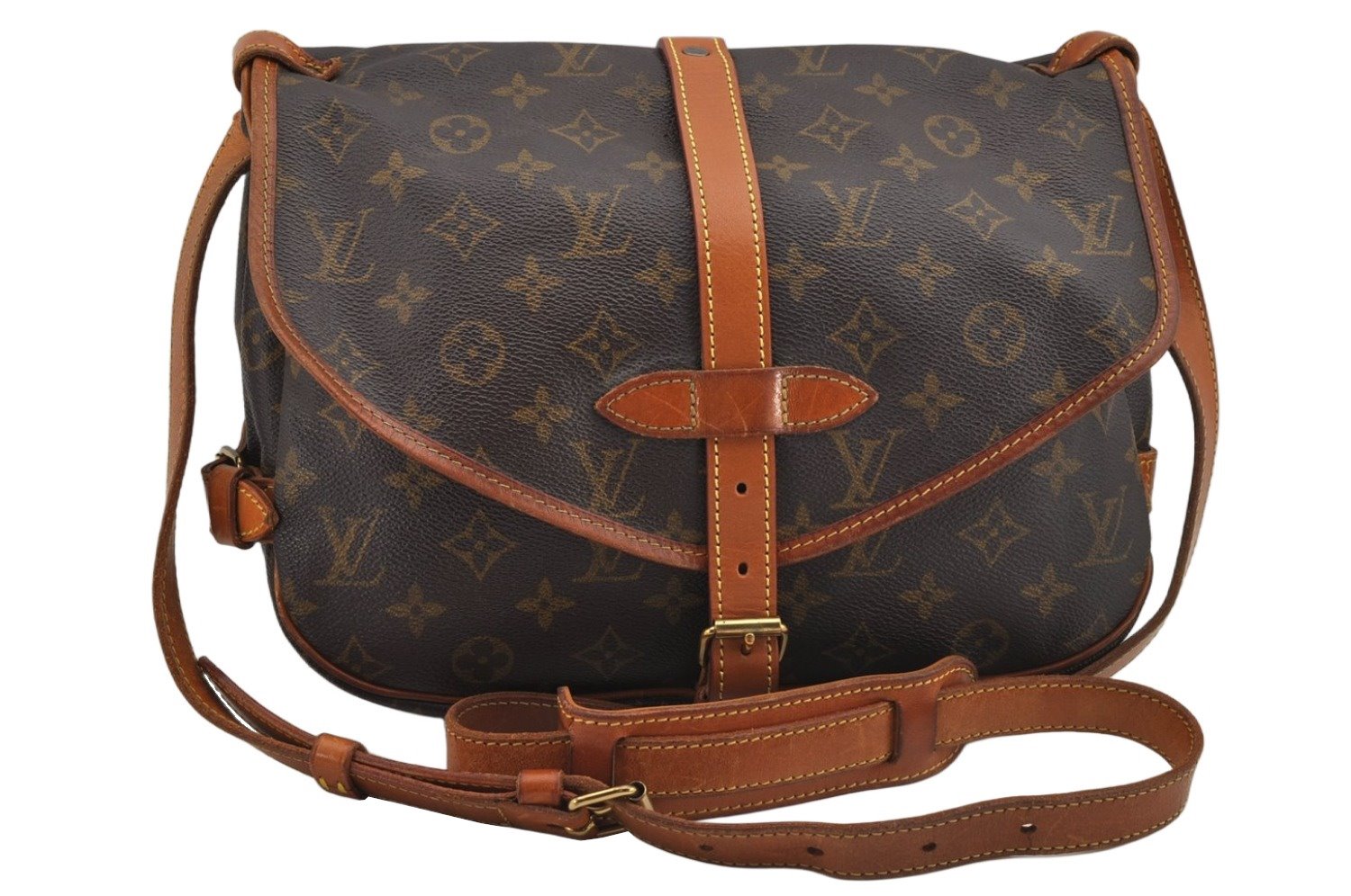 Authentic Louis Vuitton Monogram Saumur 30 Shoulder Cross Bag M42256 LV 9873J