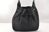 Auth GUCCI Bamboo Drawstring Shoulder Bag GG Canvas Leather 0014033 Black 9875I