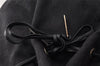 Auth GUCCI Bamboo Drawstring Shoulder Bag GG Canvas Leather 0014033 Black 9875I