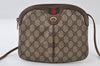 Authentic GUCCI Web Sherry Line Shoulder Cross Bag GG PVC Leather Brown 9879I