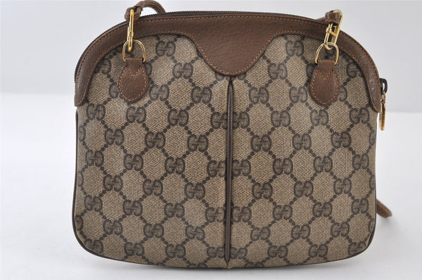 Authentic GUCCI Web Sherry Line Shoulder Cross Bag GG PVC Leather Brown 9879I
