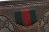 Authentic GUCCI Web Sherry Line Shoulder Cross Bag GG PVC Leather Brown 9879I
