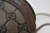 Authentic GUCCI Web Sherry Line Shoulder Cross Bag GG PVC Leather Brown 9879I