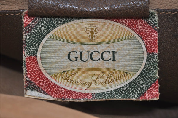 Authentic GUCCI Web Sherry Line Shoulder Cross Bag GG PVC Leather Brown 9879I