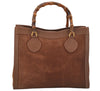 Authentic GUCCI Vintage Bamboo Shoulder Hand Bag Suede Leather Brown 9880I