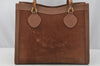 Authentic GUCCI Vintage Bamboo Shoulder Hand Bag Suede Leather Brown 9880I