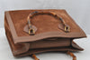 Authentic GUCCI Vintage Bamboo Shoulder Hand Bag Suede Leather Brown 9880I