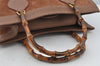 Authentic GUCCI Vintage Bamboo Shoulder Hand Bag Suede Leather Brown 9880I