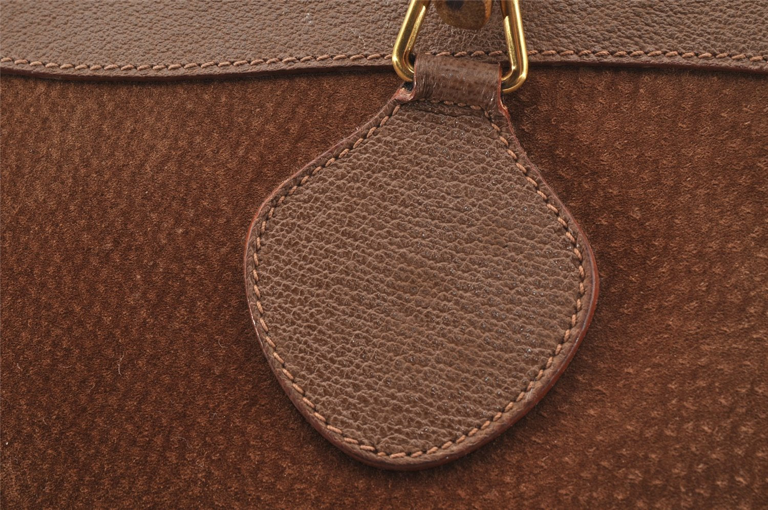 Authentic GUCCI Vintage Bamboo Shoulder Hand Bag Suede Leather Brown 9880I