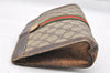 Authentic GUCCI Web Sherry Line Clutch Hand Bag Purse GG PVC Leather Brown 9883I