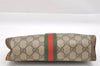 Authentic GUCCI Web Sherry Line Clutch Hand Bag Purse GG PVC Leather Brown 9883I