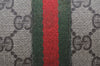 Authentic GUCCI Web Sherry Line Clutch Hand Bag Purse GG PVC Leather Brown 9883I
