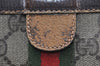 Authentic GUCCI Web Sherry Line Clutch Hand Bag Purse GG PVC Leather Brown 9883I