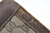 Authentic GUCCI Web Sherry Line Clutch Hand Bag Purse GG PVC Leather Brown 9883I