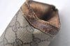 Authentic GUCCI Web Sherry Line Clutch Hand Bag Purse GG PVC Leather Brown 9883I