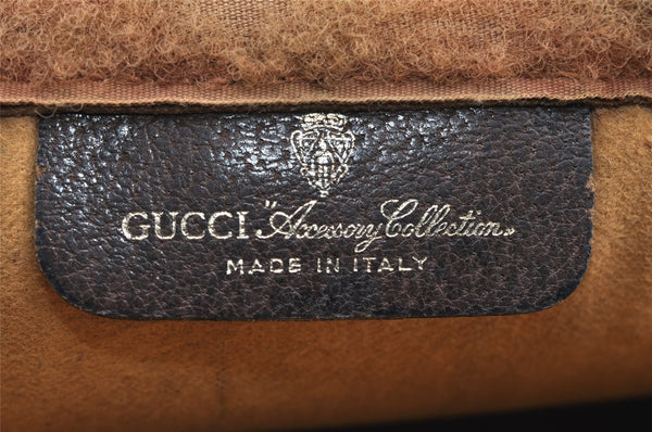 Authentic GUCCI Web Sherry Line Clutch Hand Bag Purse GG PVC Leather Brown 9883I