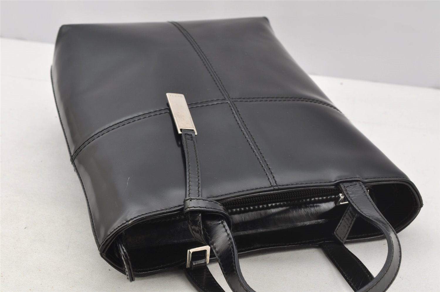 Authentic GUCCI Vintage 2Way Tote Hand Bag Purse Leather Black 9885I