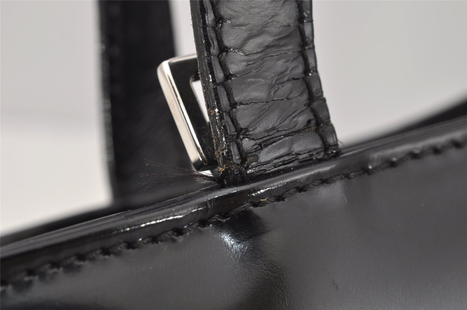 Authentic GUCCI Vintage 2Way Tote Hand Bag Purse Leather Black 9885I