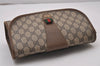 Authentic GUCCI Web Sherry Line Clutch Hand Bag Purse GG PVC Leather Brown 9886I