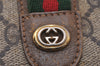Authentic GUCCI Web Sherry Line Clutch Hand Bag Purse GG PVC Leather Brown 9886I