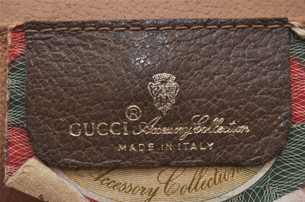 Authentic GUCCI Web Sherry Line Clutch Hand Bag Purse GG PVC Leather Brown 9886I