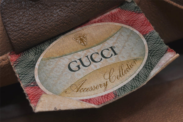 Authentic GUCCI Web Sherry Line Clutch Hand Bag Purse GG PVC Leather Brown 9886I
