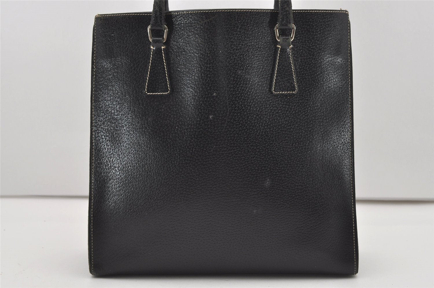 Authentic PRADA Vintage Leather Shoulder Tote Bag Black 9887I