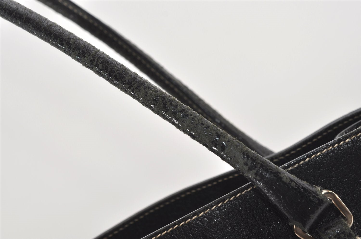 Authentic PRADA Vintage Leather Shoulder Tote Bag Black 9887I