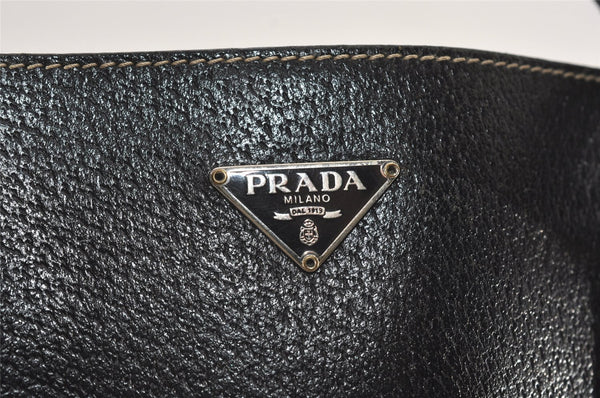 Authentic PRADA Vintage Leather Shoulder Tote Bag Black 9887I
